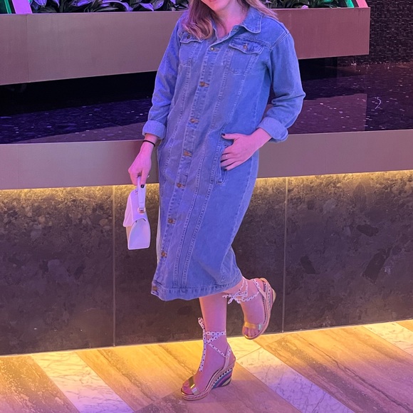 Jofemuho Womens Classic Long Jean Jacket - Picture 1 of 1